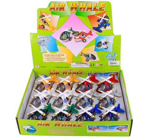 Box of 12 Air Whale Helicopter Assortment - Showcasts 408D - 5" Scale Diecast Model Toy Planes