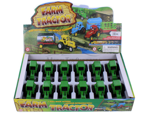 Box of 12 Farm Tractor, Green - Showcasts 9661GD - 4" Scale Diecast Model Toy Cars