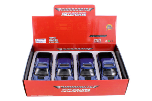 Box of 4 2017 Ford F-150 Raptor Pickup, Blue - Showcasts 71344BUD - 1/27 Scale Diecast Model Cars