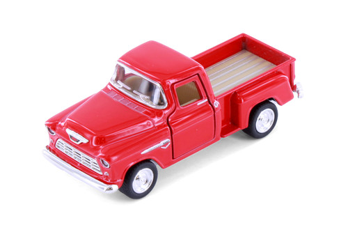 1955 Chevy Stepside Pickup Truck, Red - Kinsmart 3002D - 1/54 Scale Diecast Model Toy Car