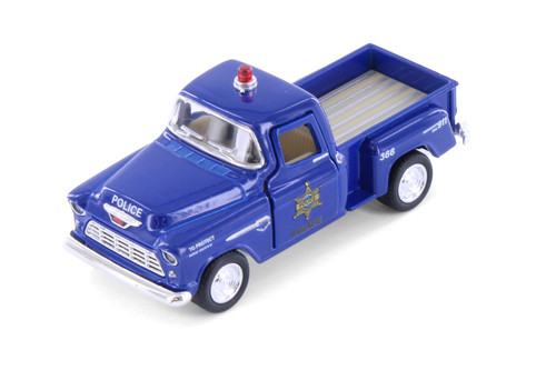 1955 Chevy Stepside Pickup Truck - Police, Blue - Kinsmart 3002DPR - 1/54 Scale Diecast Model Car