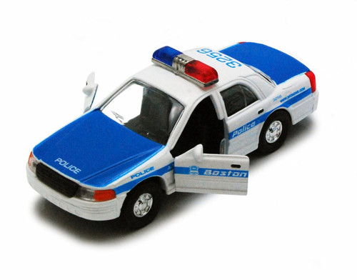 Boston Police Car, Blue & White - Showcasts 9985BS - 5 Inch Scale Diecast Model Replica