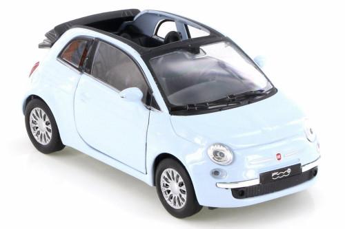 2010 Fiat 500C, Baby Blue - Welly 43612D - Diecast Model Toy Car