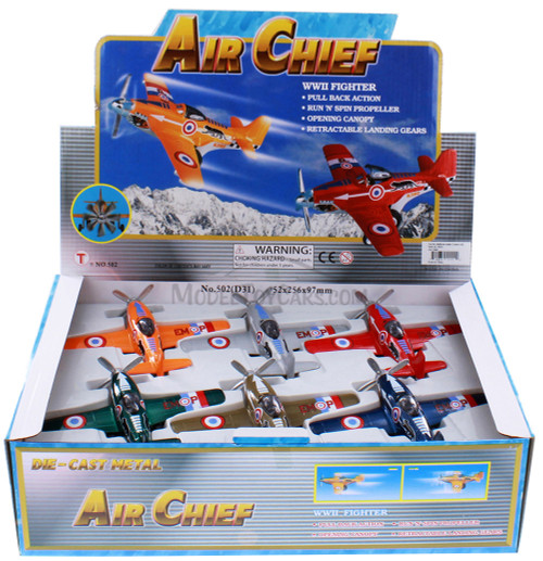 Box of 12 Air Chief Plane Assortment - Showcasts 502D - 4.75" Scale Diecast Model Toy Planes