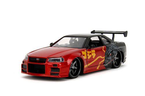 2002 Nissan Skyline GT-R (34) RHD, Godzilla vs. Destoroyah - Jada Toys 35133 - 1/24 Scale Diecast Car
