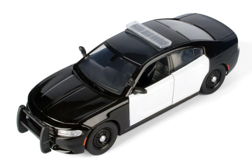 2023 Dodge Charger Pursuit Police, Unmarked Black/White - Motor Max 76996BK - 1/24 Scale Diecast Model Toy Car