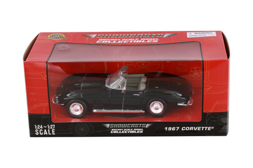 1967 Chevy Corvette Convertible, Black - Showcasts 77224BK - 1/24 Scale Diecast Model Toy Car