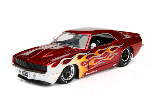 1969 Chevy Camaro, Candy Red w/Yellow Flames - Jada Toys