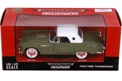 1956 Ford Thunderbird Closed Convertible, Green - Showcasts 77312GN - 1/24 Scale Diecast Model Toy Car