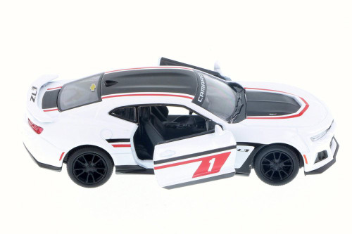 2017 Chevrolet Camaro ZL1 #1 with Decals, White - Kinsmart 5399DF - 1/38 Scale Diecast Model Toy Car