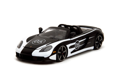 Porsche Carrera GT Convertible, Black/White - Jada Toys 35490 - 1/24 Scale Diecast Model Toy Car