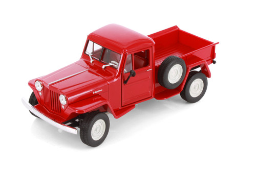 1947 Jeep Willys Pickup Truck, Red - Welly 24116/4D - 1/24 Scale