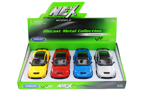 Box of 4 2024 Ford Mustang GT, Muscle car Assortment - Welly 24123