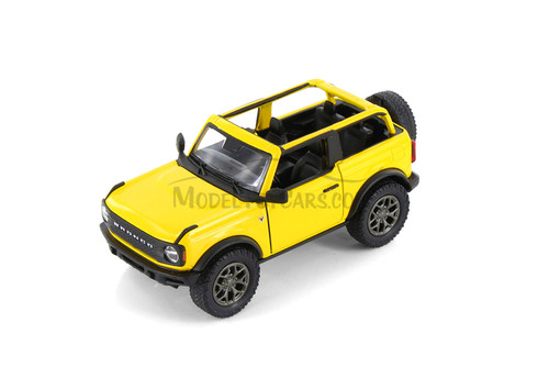 2022 Ford Bronco Open Top, Yellow - Kinsmart 5438DA - 1/34 Scale Diecast Model Toy Car