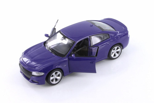 2016 Dodge Charger R/T Hardtop, Purple - Welly 24079WPR - 1/24 scale Diecast Model Toy Car