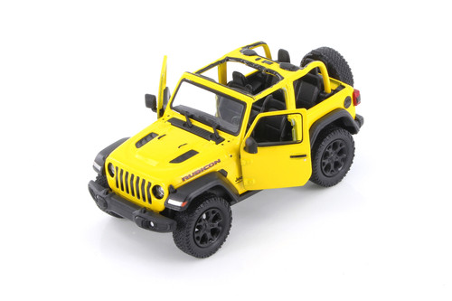 2018 Jeep Wrangler Rubicon Open Top, Yellow - Kinsmart 5412DA - 1/34 Scale Diecast Model Toy Car
