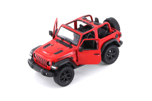2018 Jeep Wrangler Rubicon Open Top, Red - Kinsmart 5412DA - 1/34 Scale Diecast Model Toy Car