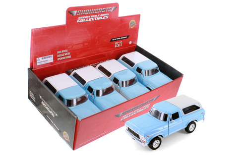 1978 Ford Bronco Hard Top SUV, Blue - Showcasts 77373/4D - 1/24 Scale Diecast Model Toy Car
