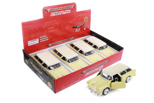 1955 Chevy Bel Air Nomad Hardtop, Yellow - Showcasts 77248D - 1/24 Scale Diecast Model Toy Car