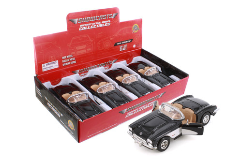 1959 Chevy Corvette Convertible, Black - Showcasts 77216D - 1/24 Scale Diecast Model Toy Car