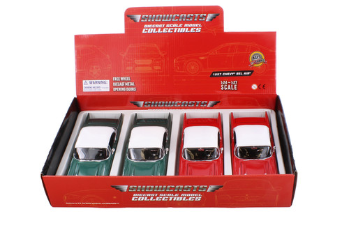 Box of 4 1957 Chevy Bel Air Hardtop, Assortment - Showcasts 77228D - 1/24 Scale Diecast Model Toy Cars