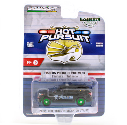 GREEN MACHINE 2022 Ford Police Interceptor Utility, Black - Greenlight 30350 - 1/64 scale Diecast Car