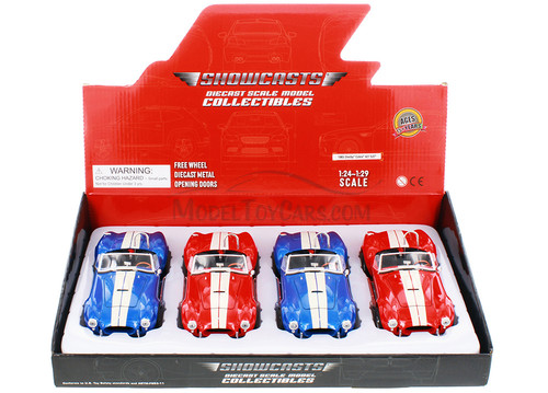 Box of 4 Shelby Cobra 427 SC Convertible, ASSTD - Showcasts® 24002/4D - 1/24 Scale Diecast Model Toy Cars