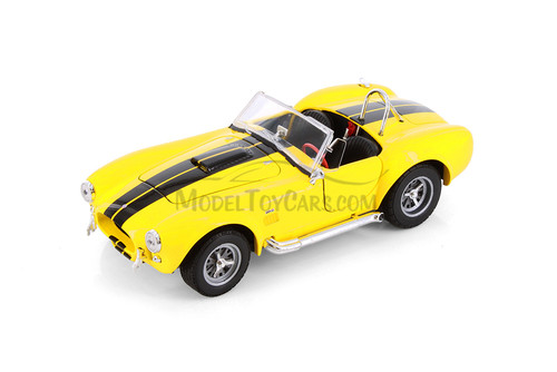 Shelby Cobra 427 SC Convertible, Yellow w/Black Stripes- Welly 24002/4D - 1/24 Scale Diecast Model Toy Car
