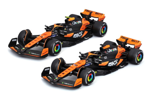 2024 McLaren MCL38 Team 2-Pack, Black/Orange - Bburago 18-38202