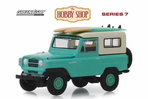 1969 Nissan Patrol (60) with Surfboards, Green - Greenlight 97070C/48 - 1/64 scale Diecast Car