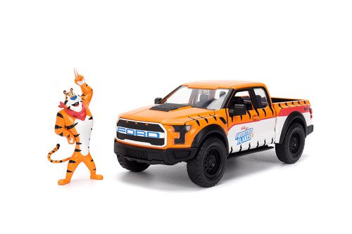 2017 Ford F-150 Raptor Pickup w/Tony the Tiger Figure, Orange/White - Jada Toys 35470 - 1/24 Scale Diecast Model Toy Car