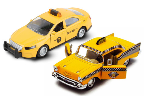 NYC Taxi Cab Sedan/Bel Air 2-Pack, Yellow - - 1/37 Scale Diecast