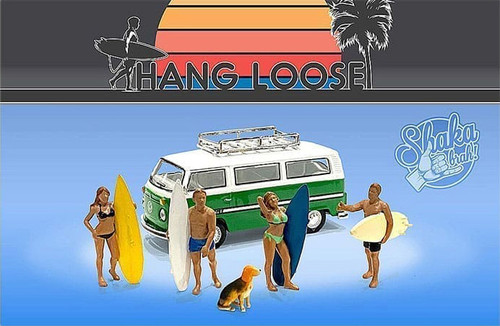 Hang Loose Figurine 5 pc. Set, Asstd - American Diorama AD-76500MJ - 1/64 Scale Figurine - Diorama Accessory