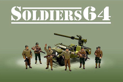 Soldiers 64 Figure 6 pc. Set, Green - American Diorama AD-76502MJ - 1/64 Scale Figurine - Diorama Accessory