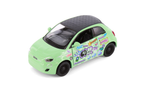 Fiat 500E Livery Edition, Green - Kinsmart 5440DYF - 1/28 Scale Diecast Model Toy Car