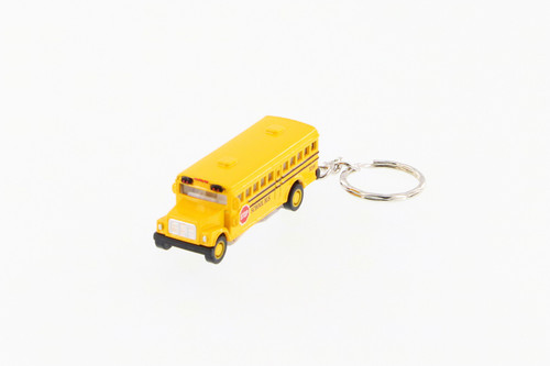 Mini School Bus Key Chain, Yellow - Kinsmart 2523DK - 2.5" Scale Diecast Model Toy Car