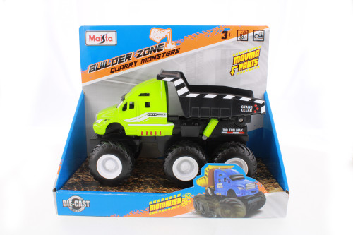 Builder Zone Quarry Monsters Dump Truck Motorized 6-Wheeler, Green