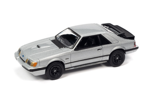1986 Ford Mustang SVO, Silver - Johnny Lightning JLCG029/48B - 1/64 Scale Diecast Model Toy Car