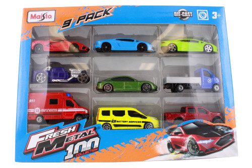 Fresh Metal 9-Pack Vehicle Assortment - Maisto 11077 - 1/64 Scale
