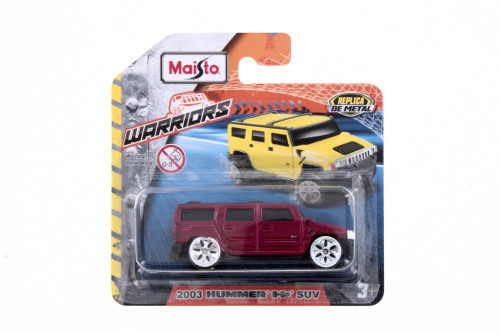 Warriors 2003 Hummer H2 SUV, Red - Maisto 15079 - 1/64 Scale