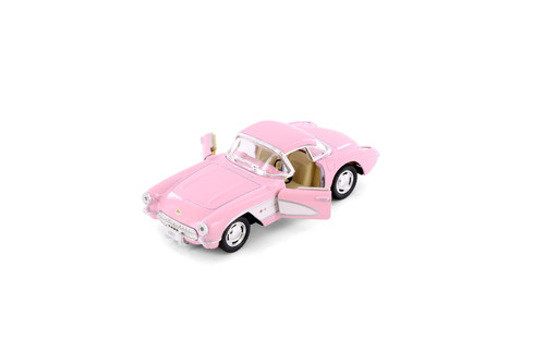 1957 Chevy Corvette Hard Top, Pink - Kinsmart 5316DPK - 1/34 Scale Diecast Model Toy Car