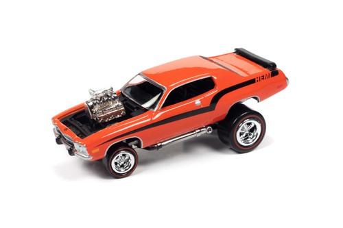 1973 Plymouth Road Runner, Hemi Orange - Johnny Lightning JLSF021/48B - 1/64 Scale Diecast Model Toy Car