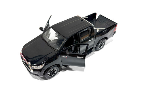 Toyota Hilux Double Cab Pickup Truck, Black - Showcasts 37920 - 1/27 Scale Diecast Model Toy Car