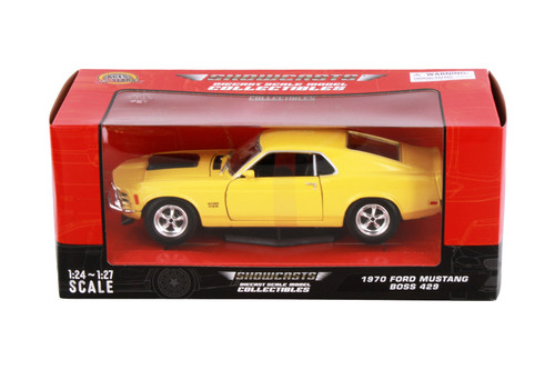 1970 Ford Mustang Boss 429 Hardtop, Yellow - Showcasts 77303YL - 1/24 Scale Diecast Model Toy Car