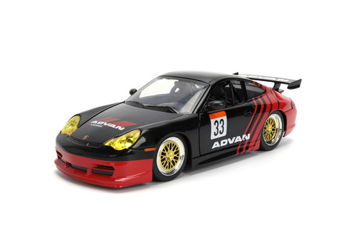 Porsche 911 GT3 RS (996) #33 ADVAN, Black/Red - Jada Toys 36371