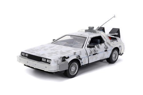 DeLorean Time Machine w/Lights Frost Version, Back to the Future Part I - Jada Toys 36145 - 1/24 Scale Diecast Model Toy Car