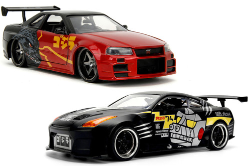 Godzilla VS Mechagodzilla Nissan Skyline GT-R 2-Pack - Jada Toys 35133-36707 - 1/24 Scale Diecast Model Toy Cars