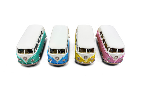 1962 Volkswagen Classical Bus, 4-Pack - Kinsmart 5377DY - 1/32 Scale Diecast Model Toy Cars