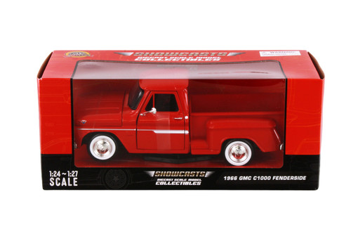 1966 GMC C1000 Fenderside Pickup Truck, Red - Showcasts 71379R - 1/24 Scale Diecast Model Toy Car