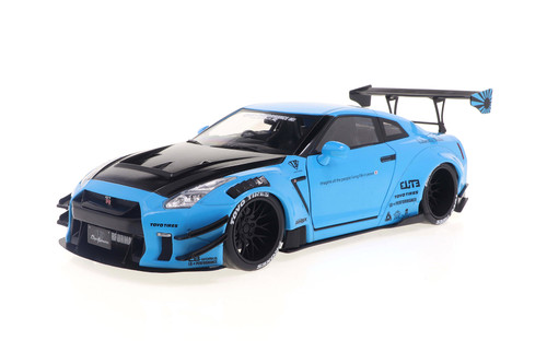 2023 Nissan GT-R (R35) Liberty Walk Body Kit 2.0, Baby Blue w/Black Hood - Solido S1805817 - 1/18 Scale Diecast Model Toy Car